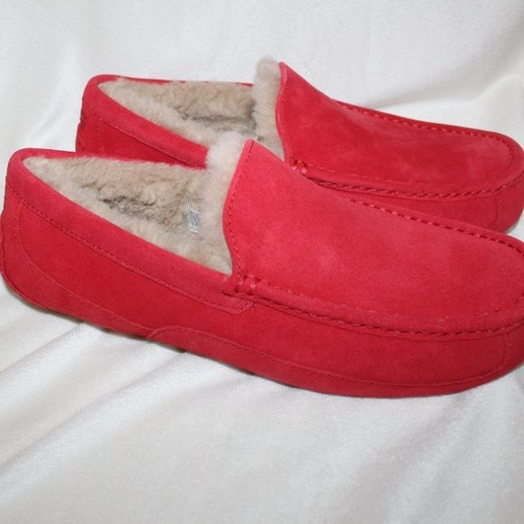 NIB UGG‎ MEN'S ASCOT SUEDE UGGPURE LINED SLIP ON SLIPPERS RED - Picture 2 of 8